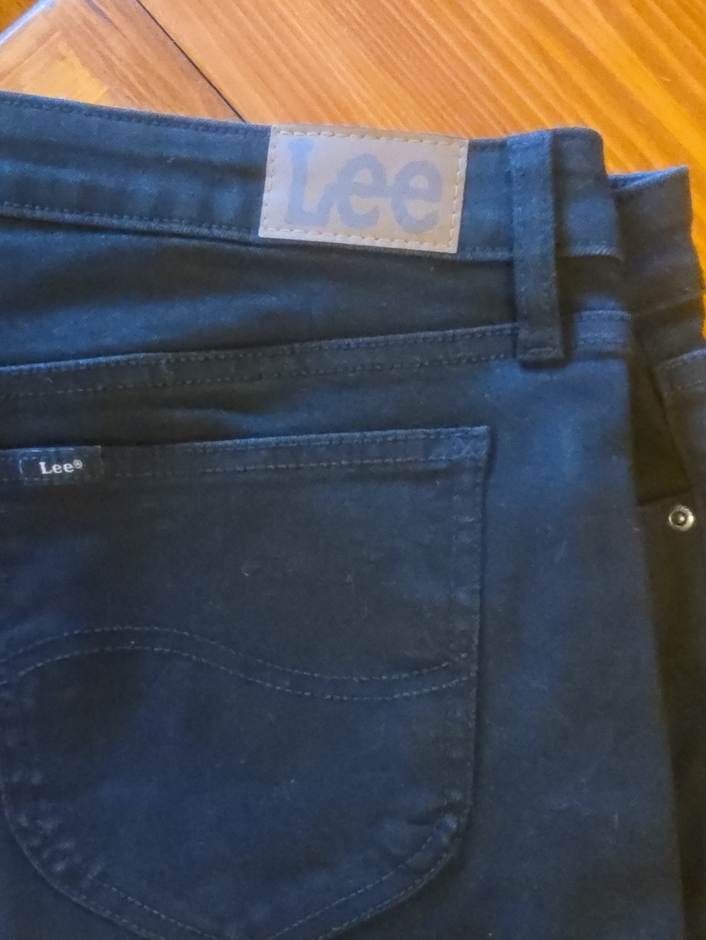 Lee Women's Dark Blue Boot-Cut Jeans with Leather Patch